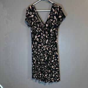 Kaileigh Black and Cream Floral Midi Dress